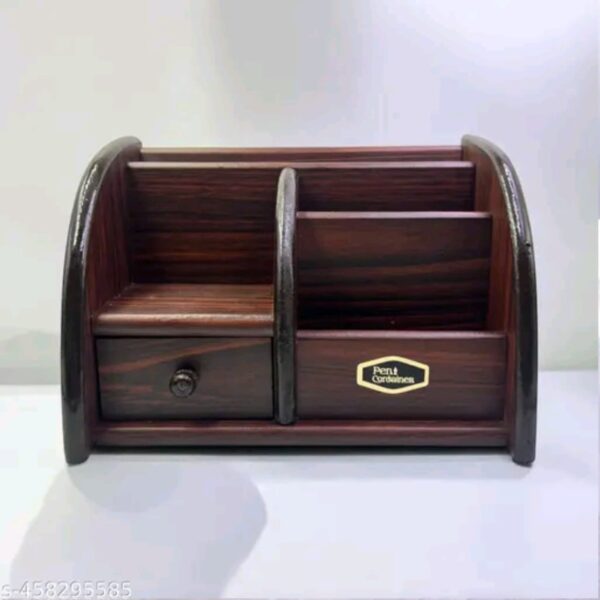 Wooden Pen Stand With Visiting Card & Mobile Holder  (7)