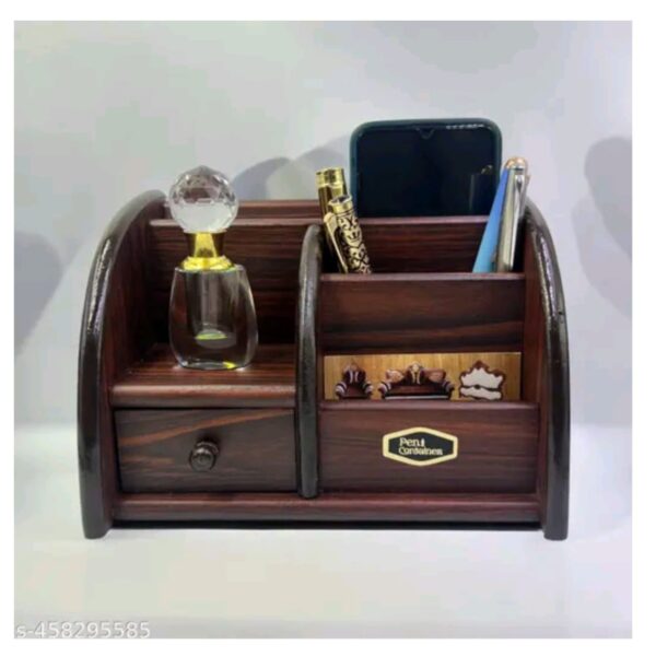 Wooden Pen Stand With Visiting Card & Mobile Holder  (7) - Image 3